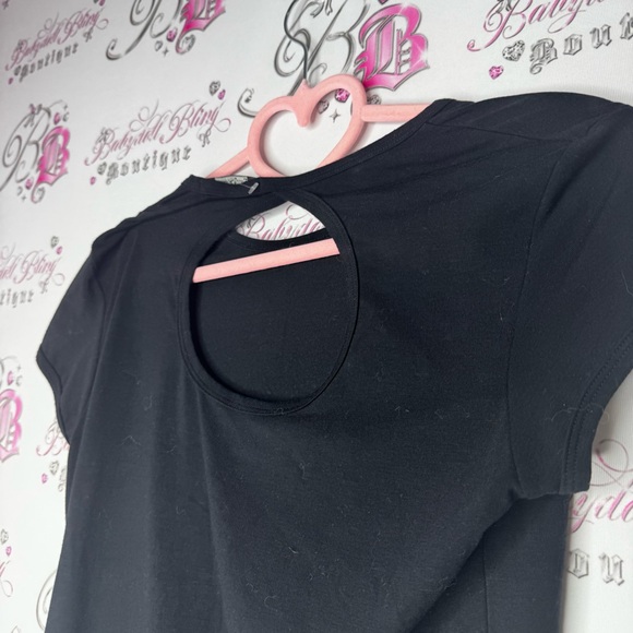 For joseph tee shirt rhinestone crystal bling sweetie black silver keyhole open - Picture 8 of 8